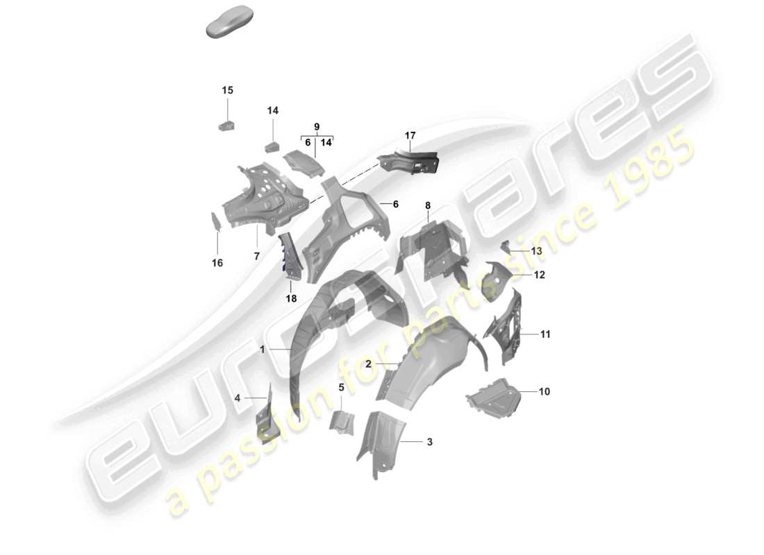 porsche 2022 (taycan 9j1-1) side panel, inner rear part diagram