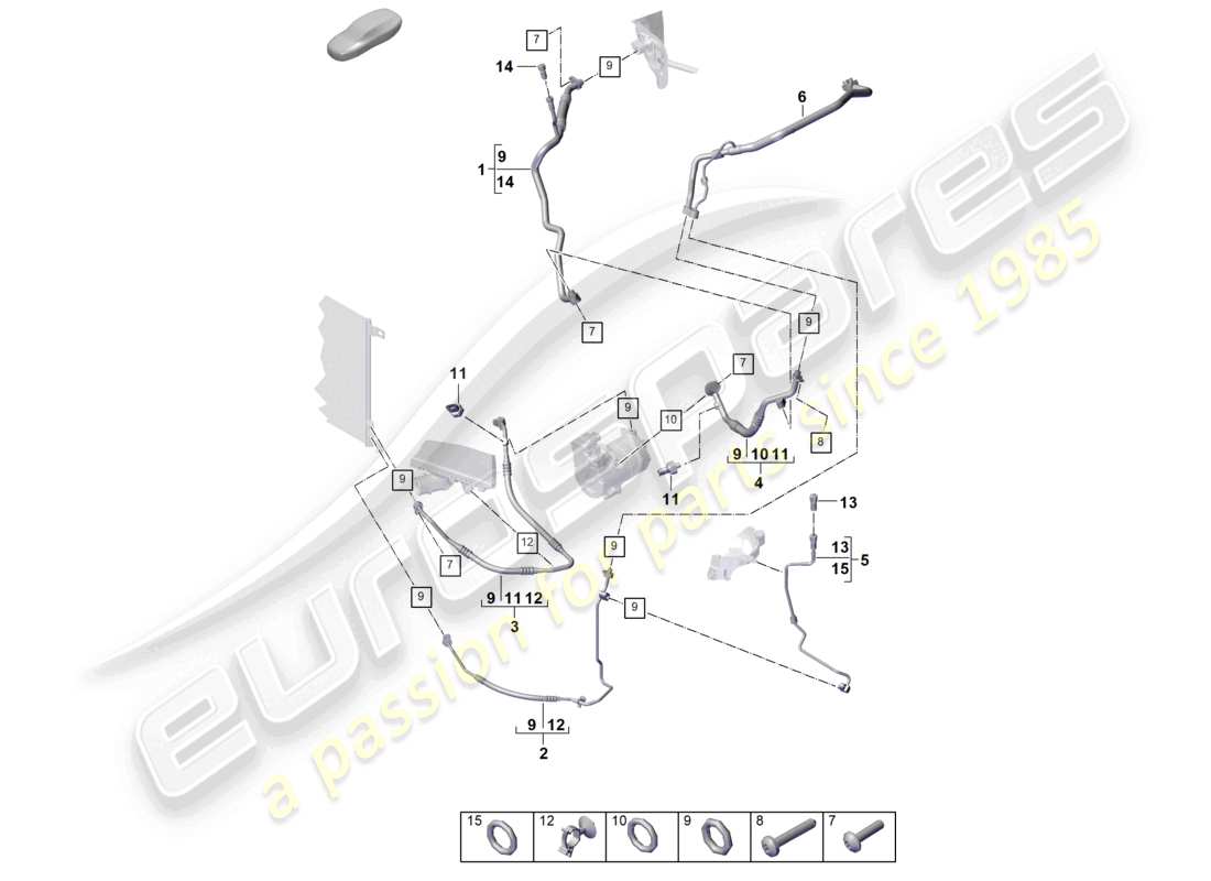 porsche 2025 (cayenne e3 pa) refrigerant circuit for vehicles with hybrid drive part diagram