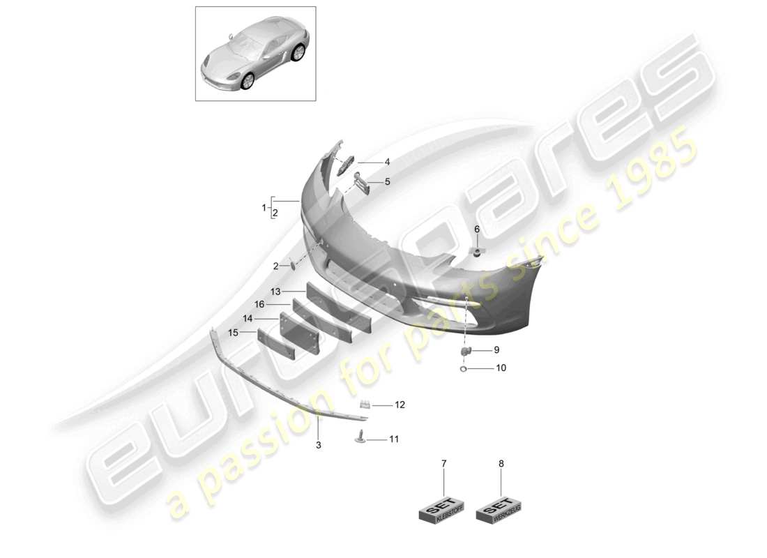 porsche 2023 (718 cayman) bumper front part diagram