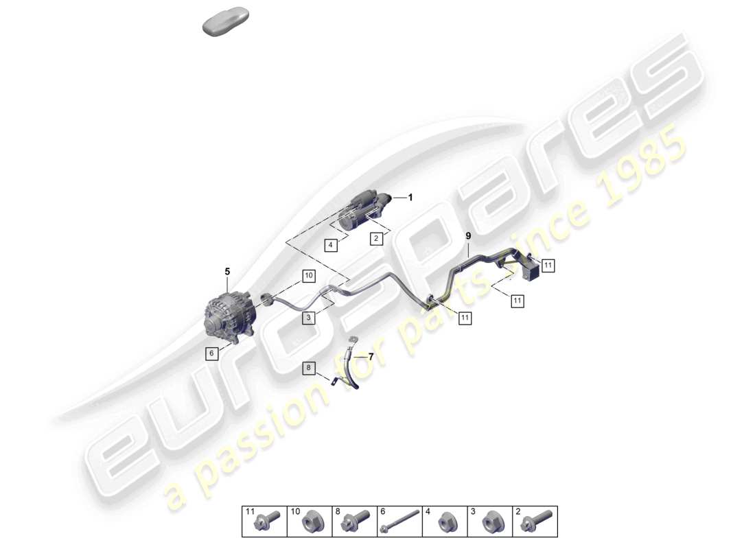 porsche 2025 (992-2 gt3) starter alternator part diagram