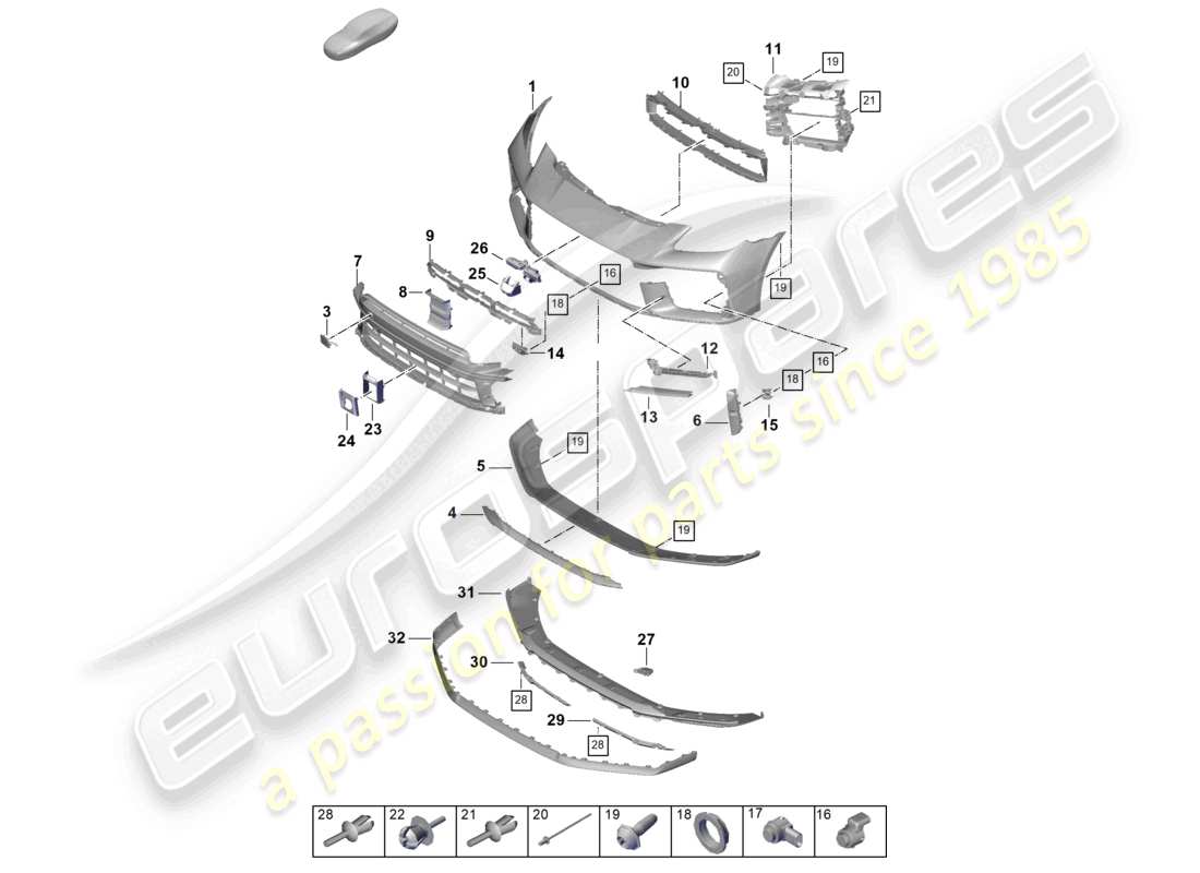 porsche 2026 (panamera 976) bumper front part diagram