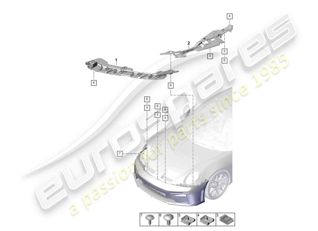 porsche 2025 (992-2 gt3) bumper fasteners part diagram