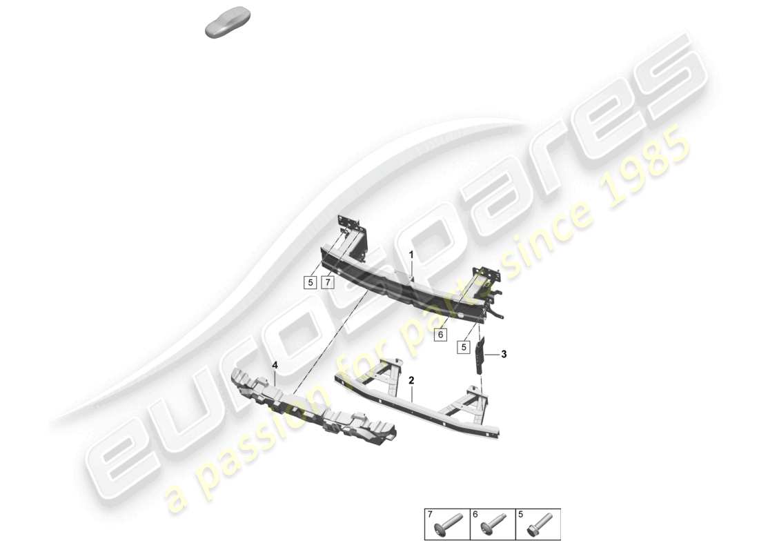 porsche 2025 (macan-e) bumper carrier front and mounting bracket parts diagram