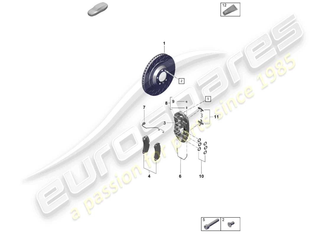 porsche 2026 (718 boxster spyder) disc brake front axle part diagram
