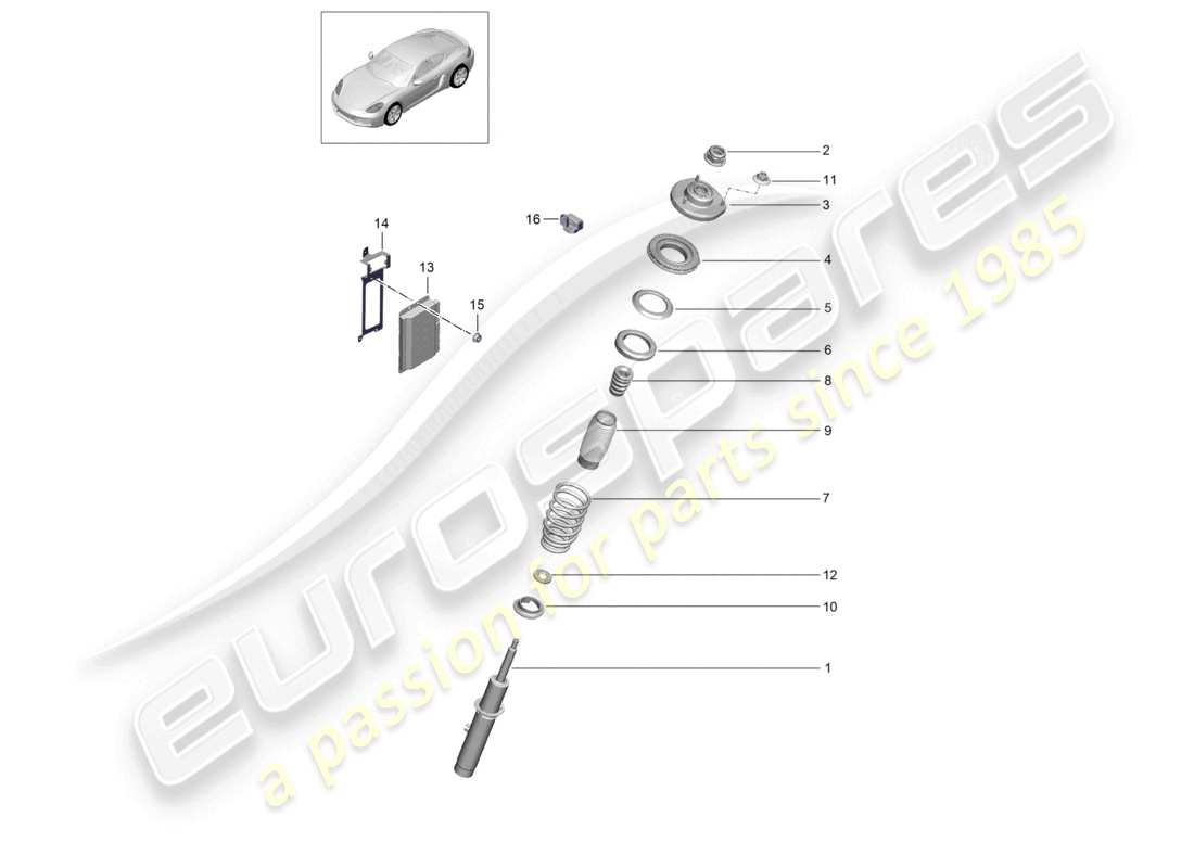 porsche 2021 (718 cayman) suspension shock absorbers part diagram
