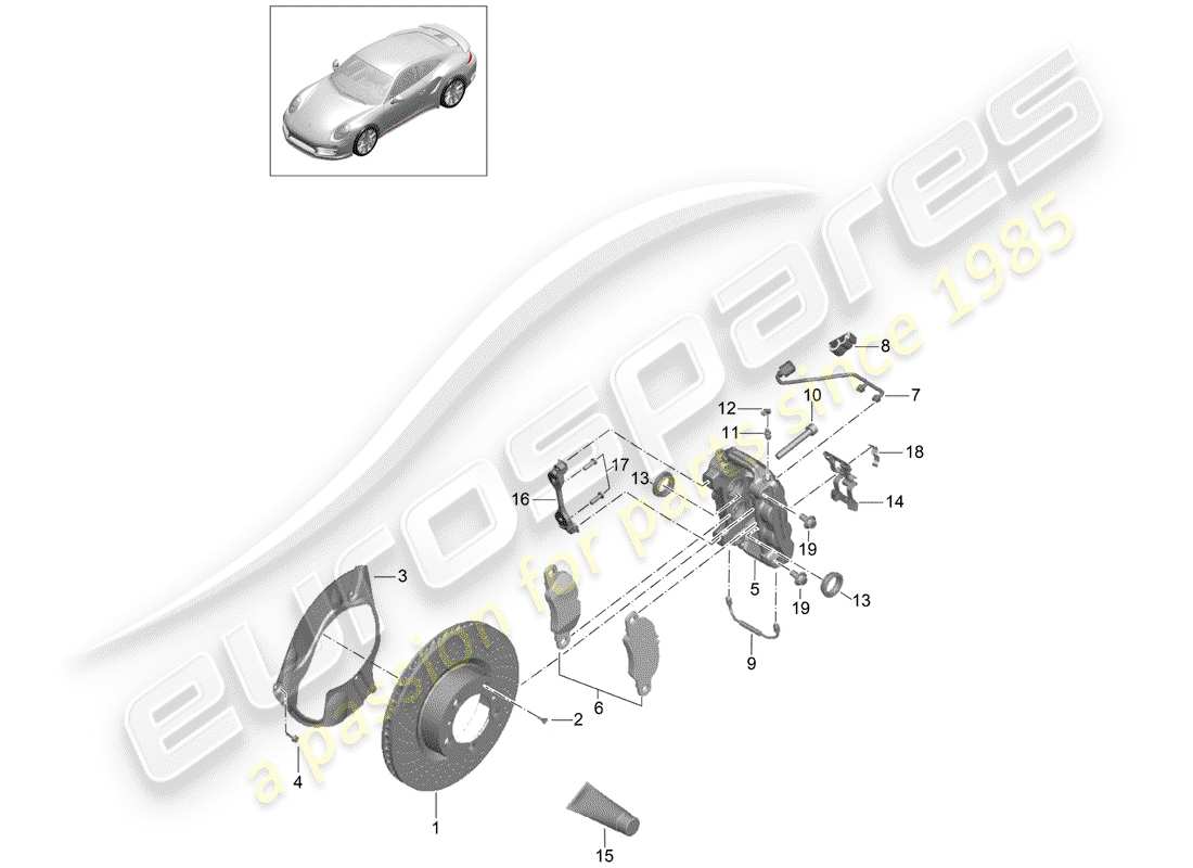 porsche 2018 (991-2 turbo) disc brakes part diagram