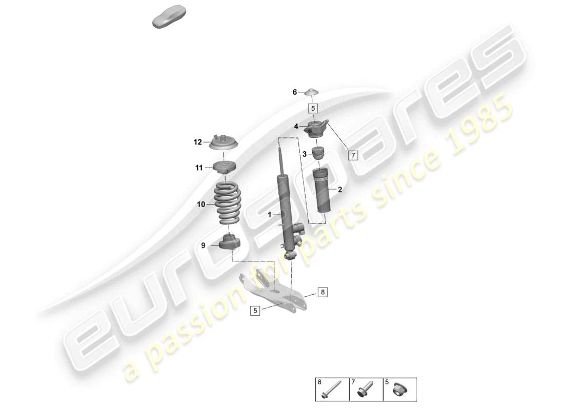 porsche 2025 (macan-e) steel spring suspension vibration damper coil spring parts diagram