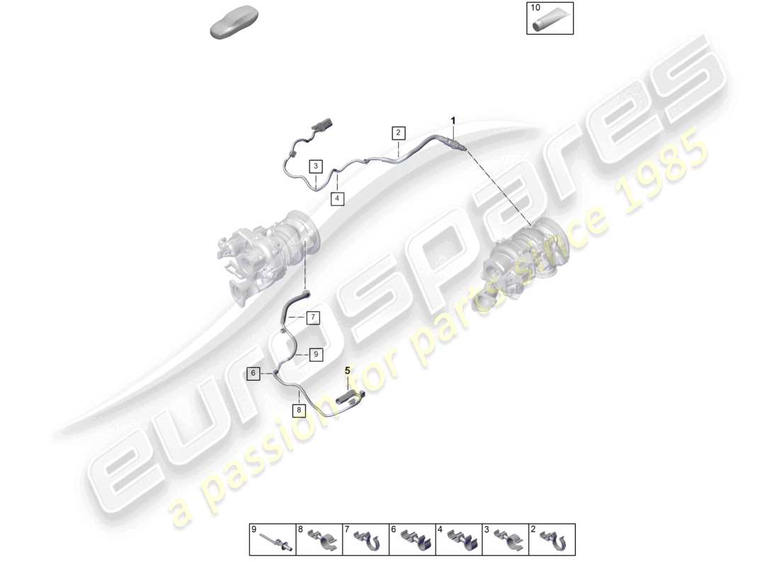 porsche 2025 (panamera 976) exhaust gas turbocharger lambda probe part diagram