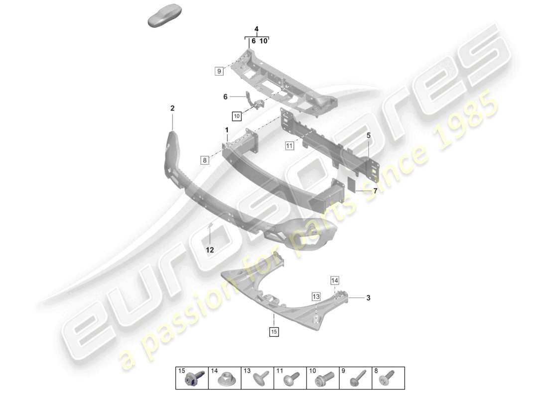 porsche 2020 (taycan 9j1-1) bumper carrier front crash reinforcement part diagram