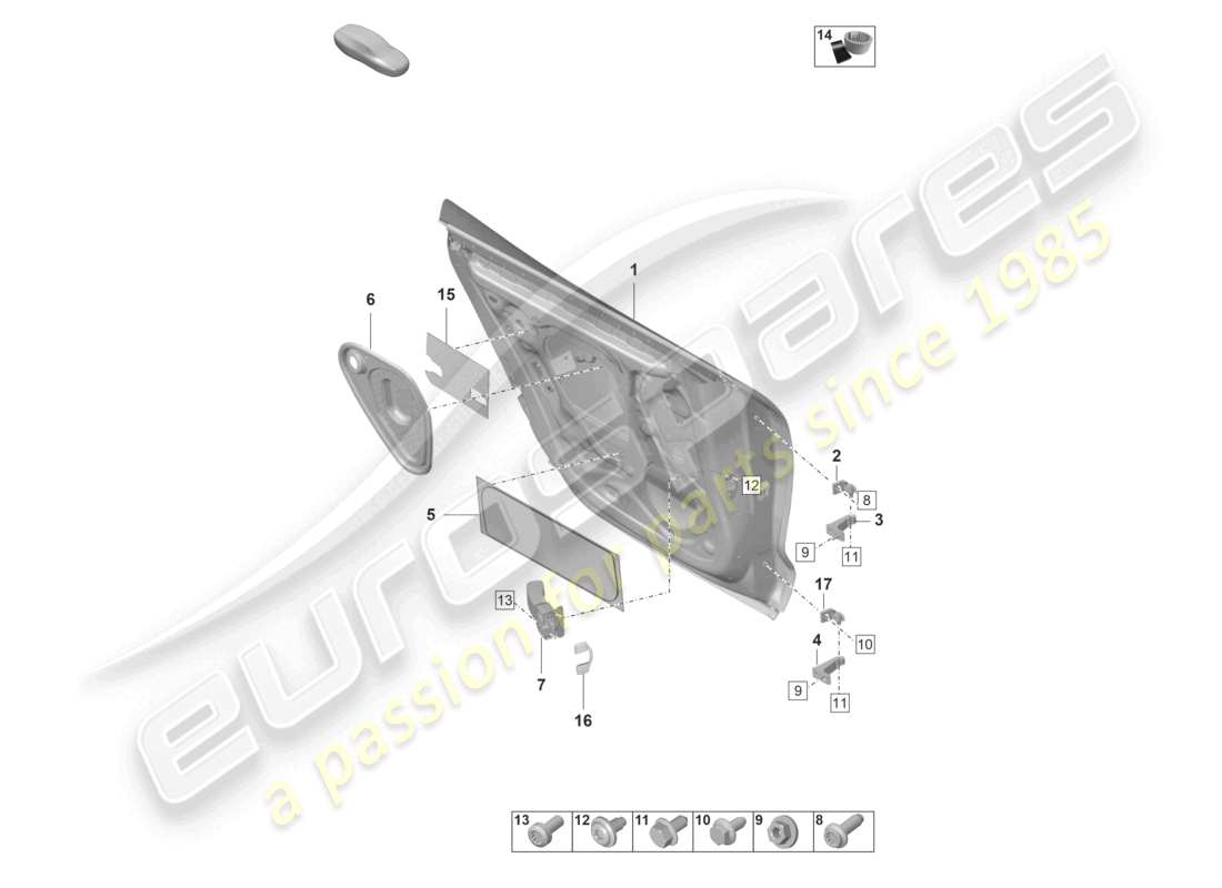 porsche 2020 (taycan 9j1-1) door shell rear part diagram