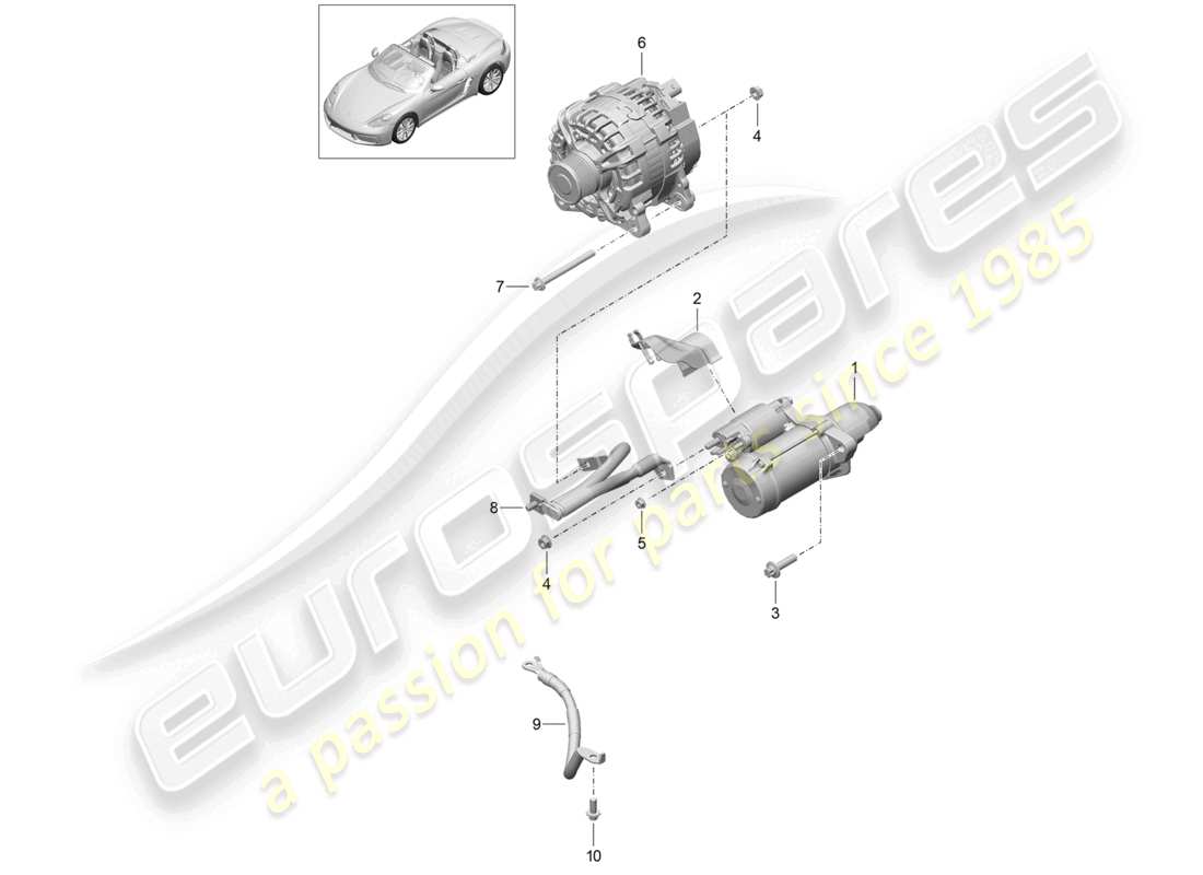 porsche 2022 (718 boxster) starter alternator earth line part diagram