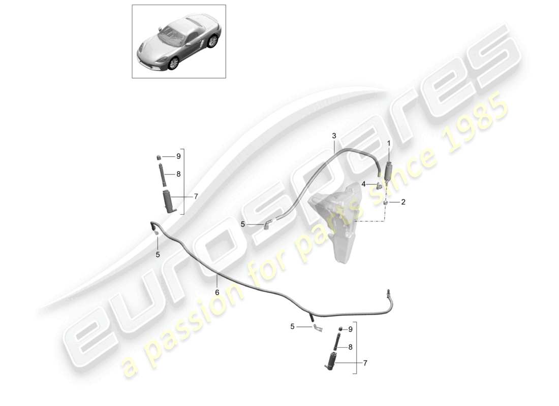 porsche 2023 (718 boxster) headlight washer system part diagram