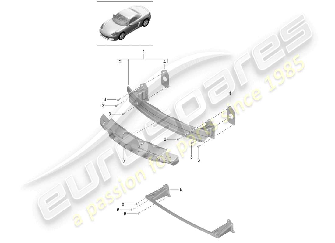 porsche 2022 (718 boxster) bumper carrier front part diagram