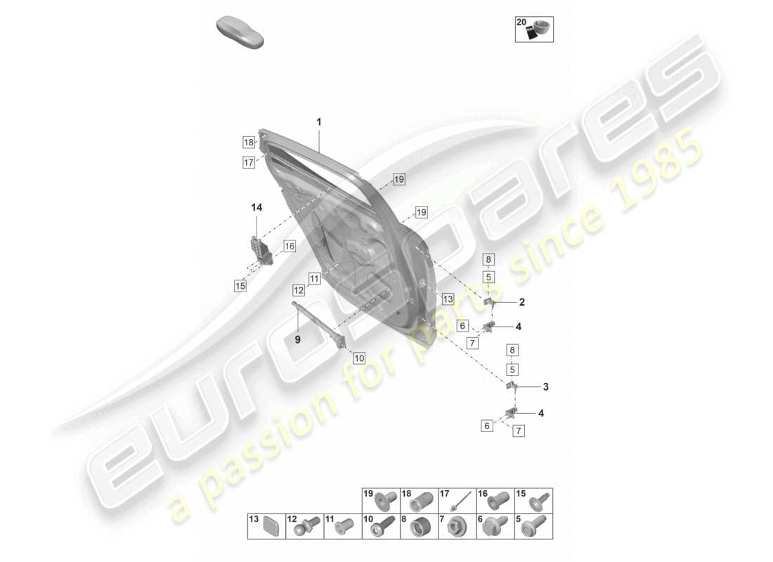 porsche 2022 (panamera 971-2) door shell rear part diagram