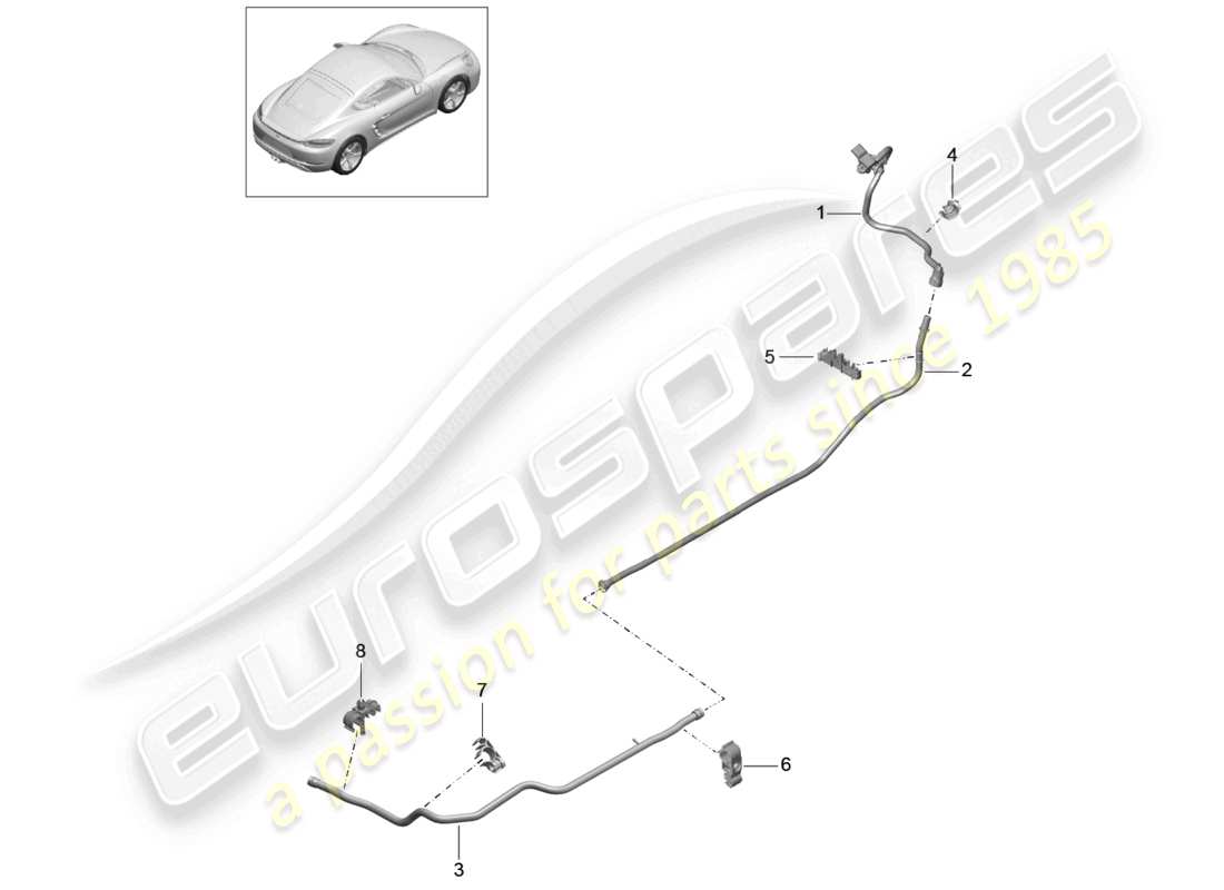 porsche 2023 (718 cayman) vacuum line front brake servo center rear part diagram