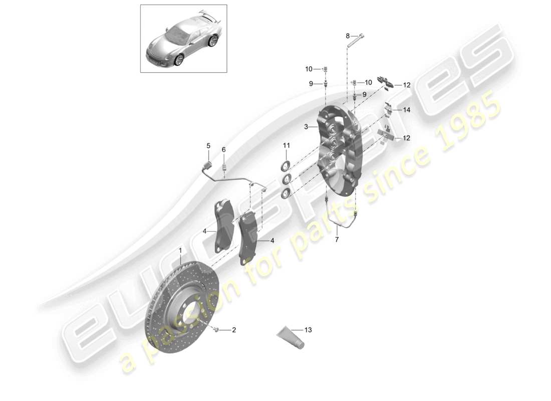 porsche 2021 (991-2 r/gt3/rs) disc brake front axle d >>- mj 2017 part diagram