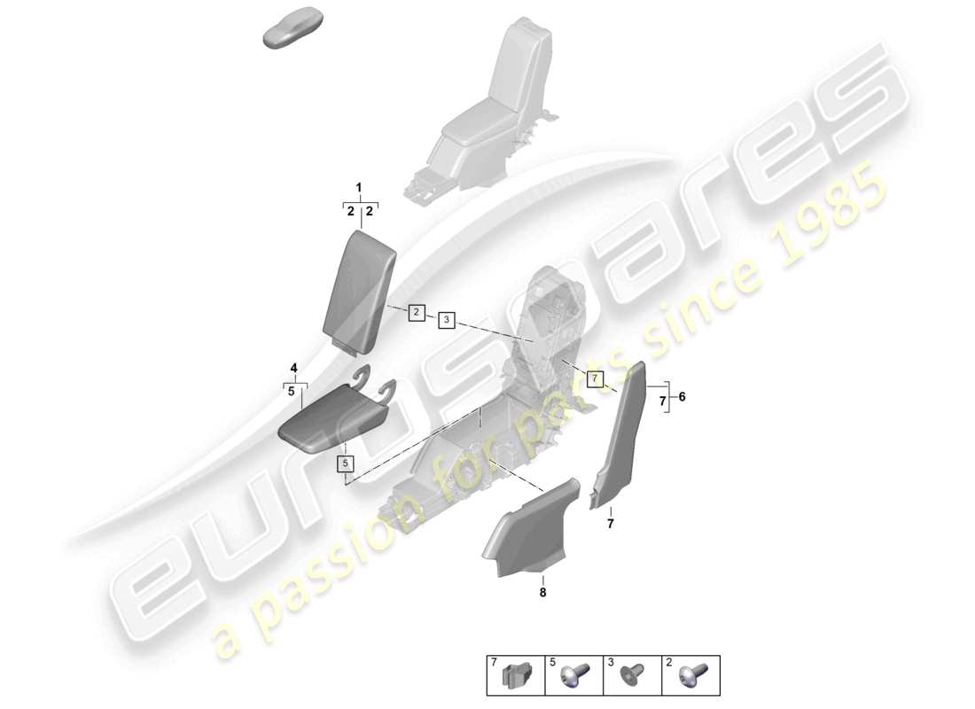 porsche 2025 (panamera 976) centre console rear cover business side trim panels part diagram