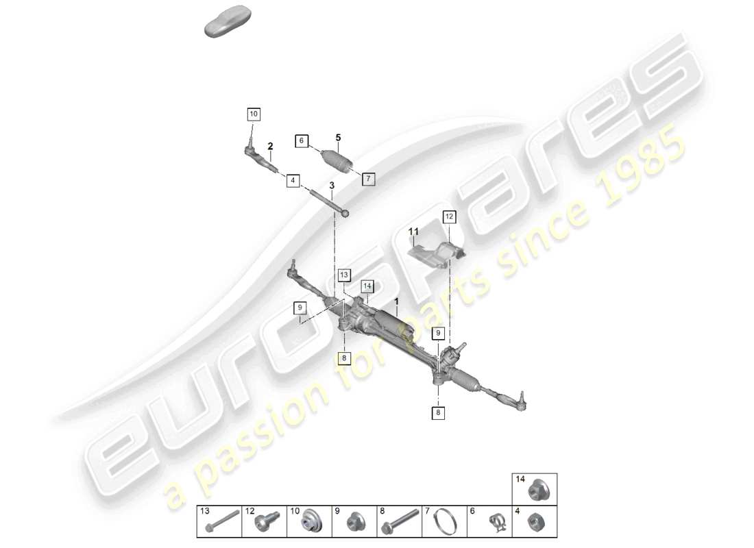 porsche 2025 (panamera 976) steering gear part diagram