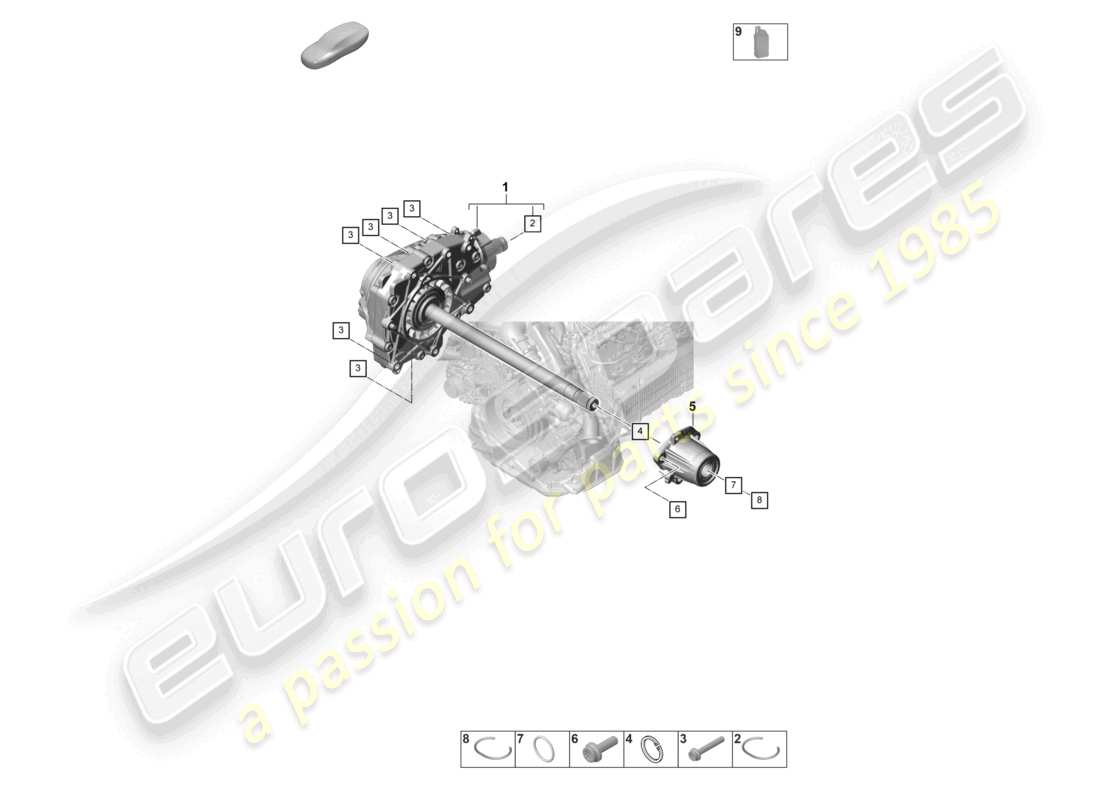 porsche 2025 (panamera 976) front axle differential console ready for installation part diagram