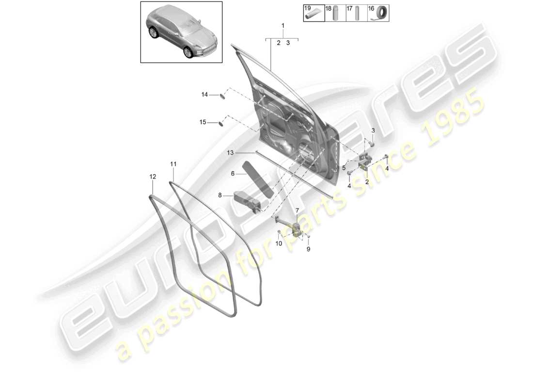 porsche 2021 (macan) door shell front accessories part diagram