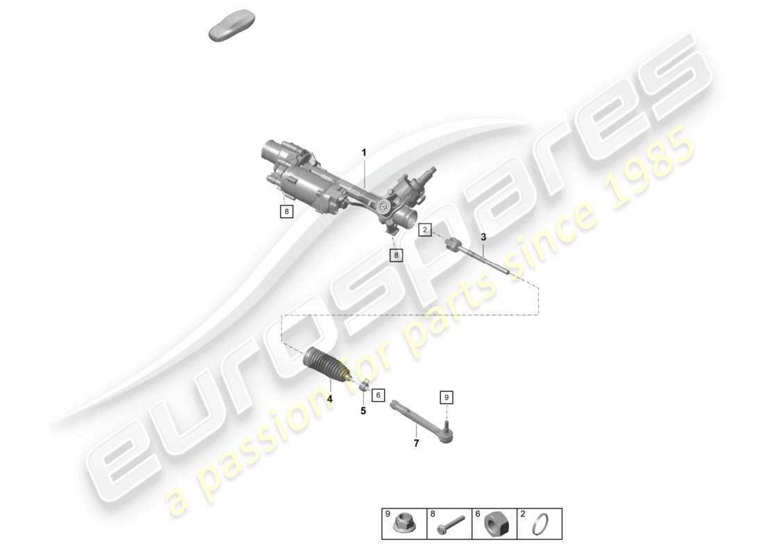 porsche 2021 (718 cayman gt4) steering gear individual parts parts diagram