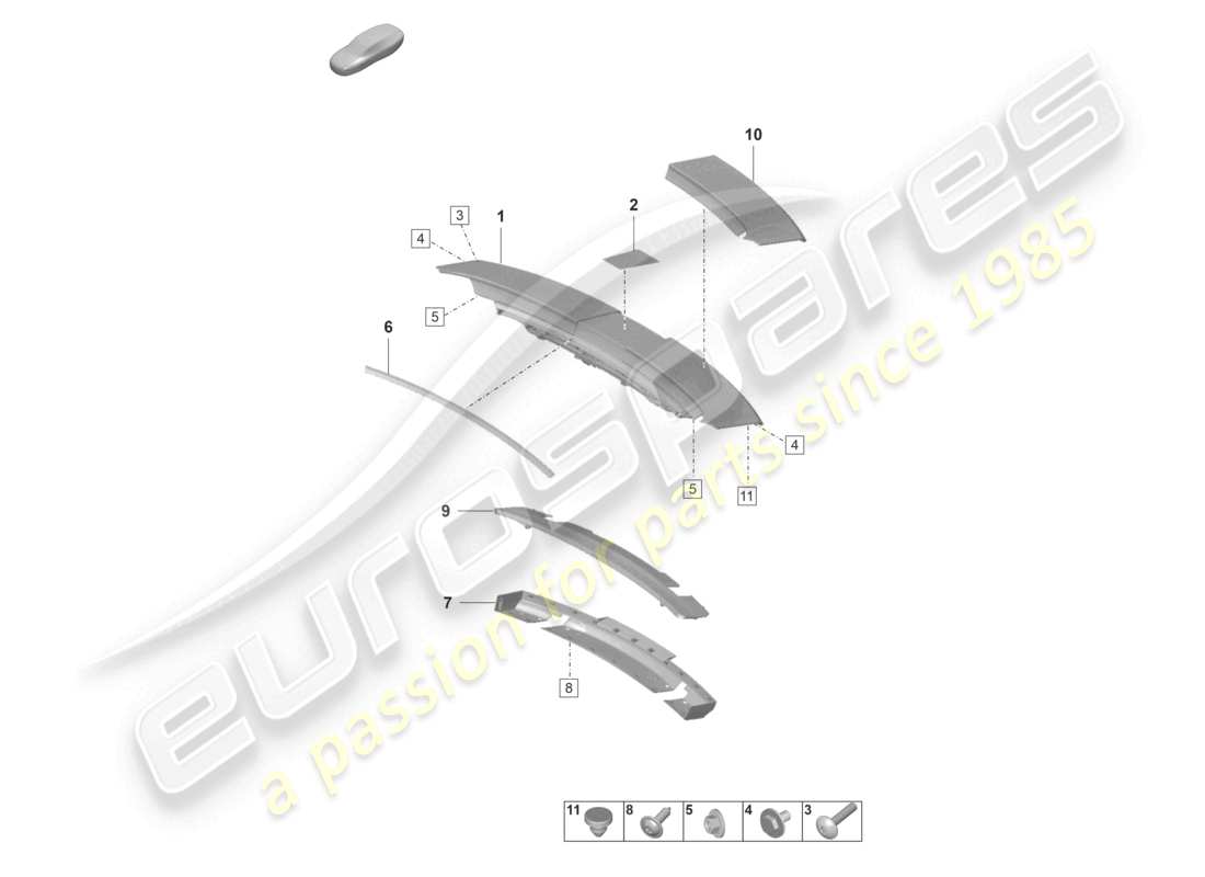 porsche 2023 (panamera 971-2) rear spoiler rear part diagram