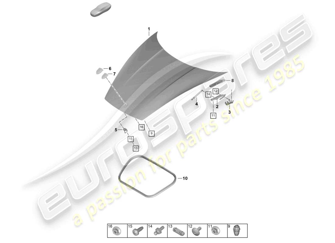 porsche 2026 (992-2) bonnet part diagram