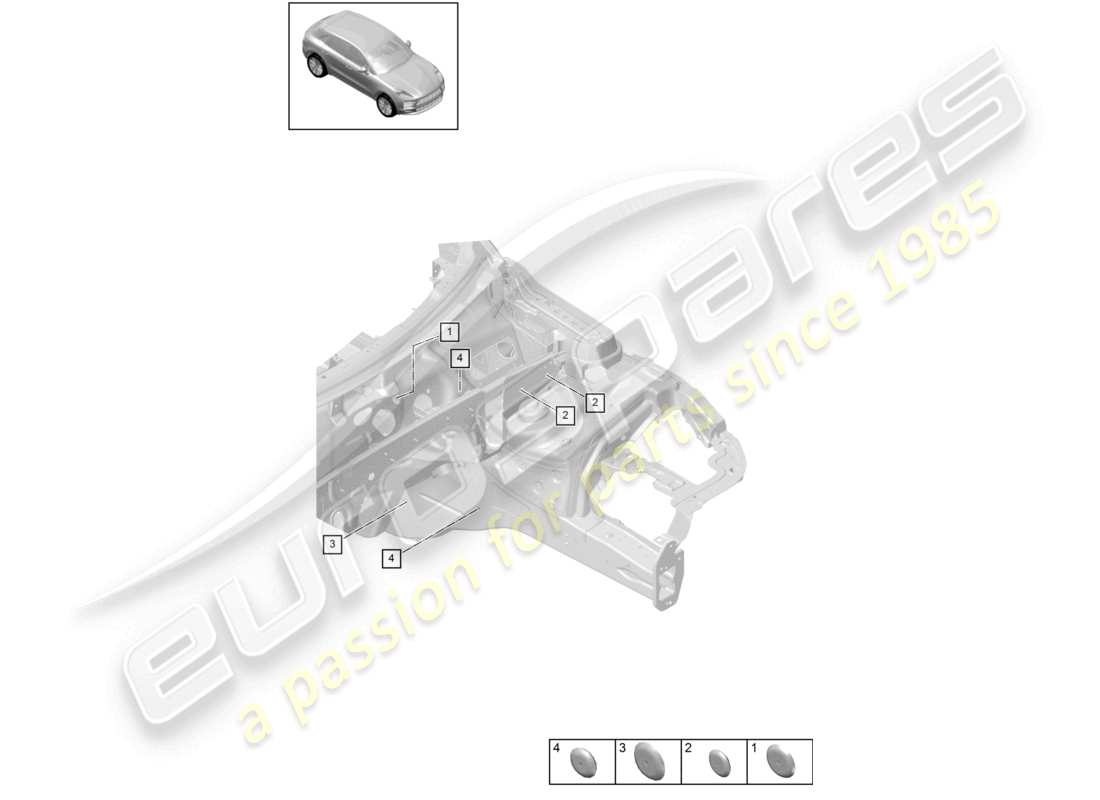 porsche 2021 (macan) bungs front end firewall part diagram