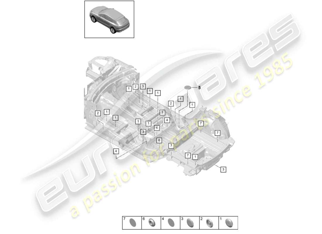 porsche 2021 (macan) bungs inner underbody part diagram