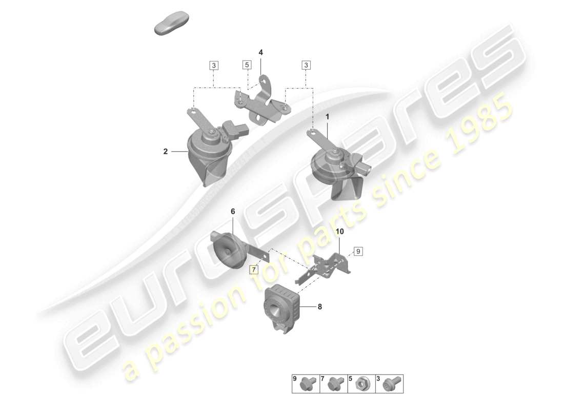 porsche 2020 (992-1 turbo / s) fanfare signal horn alarm system part diagram