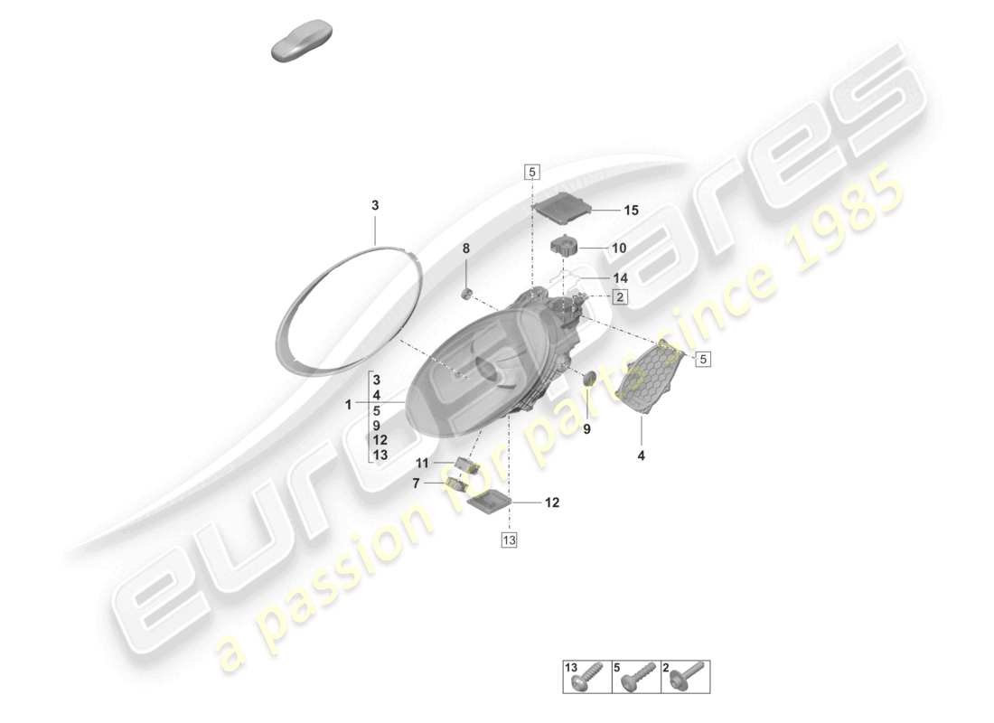 porsche 2024 (992-2 gt3/rs/st) led headlight with matrix beam black part diagram