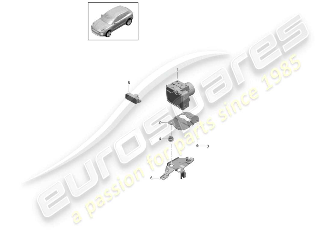 porsche 2021 (macan) hydraulic unit anti-locking brake syst. -abs- part diagram