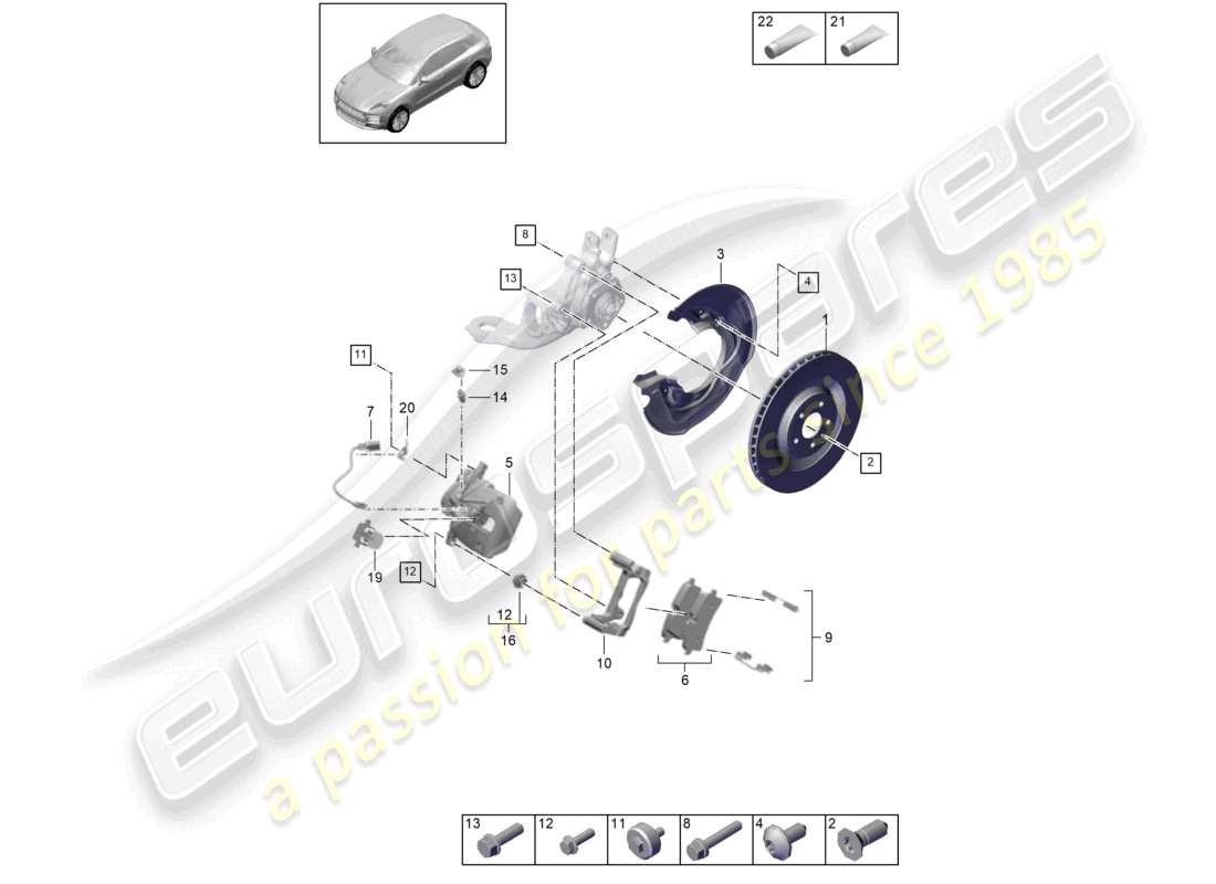 porsche 2021 (macan) disc brake grey rear axle red d >>- mj 2021 part diagram