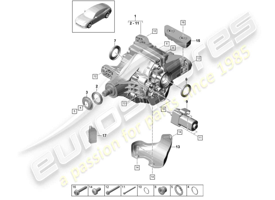 porsche 2021 (panamera 971-1) rear axle differential parts diagram