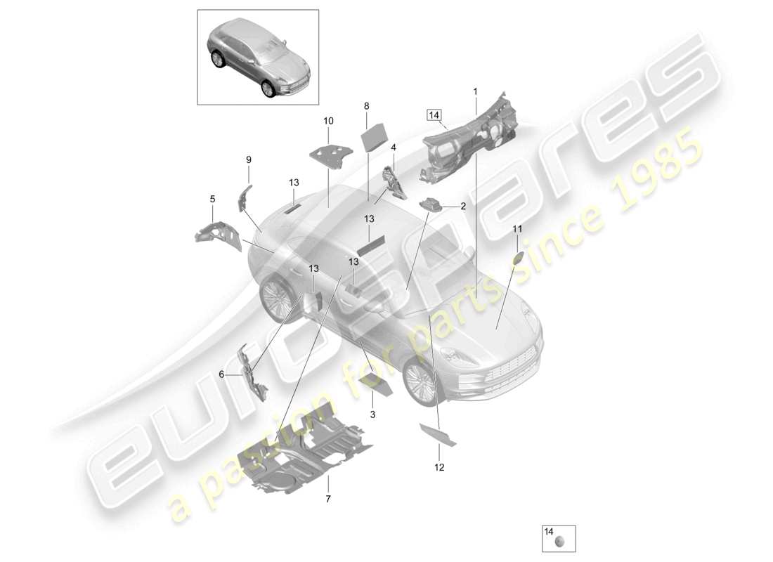 porsche 2021 (macan) sound absorber part diagram