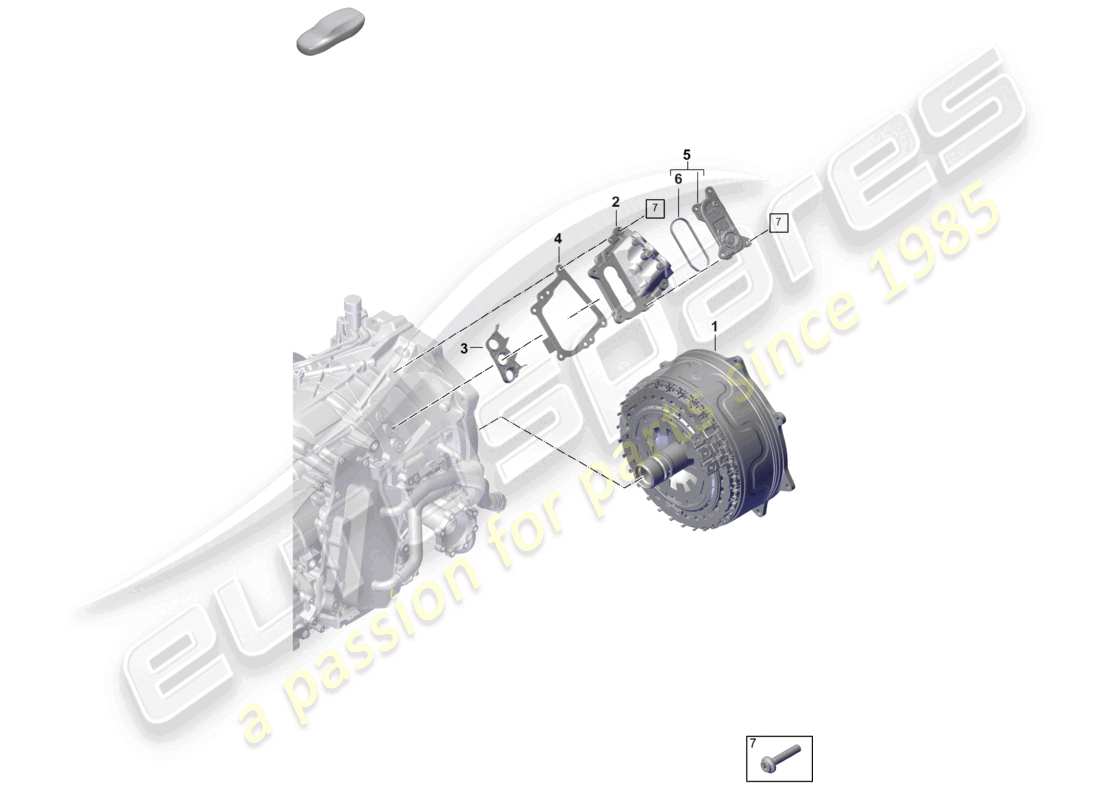 porsche 2025 (992-2) traction motor for elec. drive for vehicles with hybrid drive part diagram