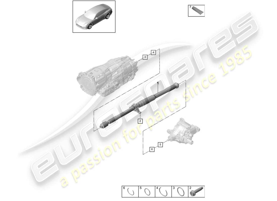 porsche 2021 (panamera 971-1) cardan shaft parts diagram