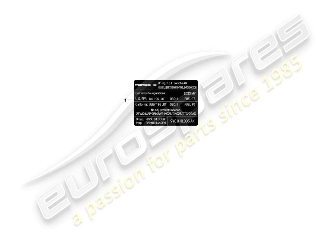 porsche 2026 (cayenne e3 pa) signs/notices parts diagram