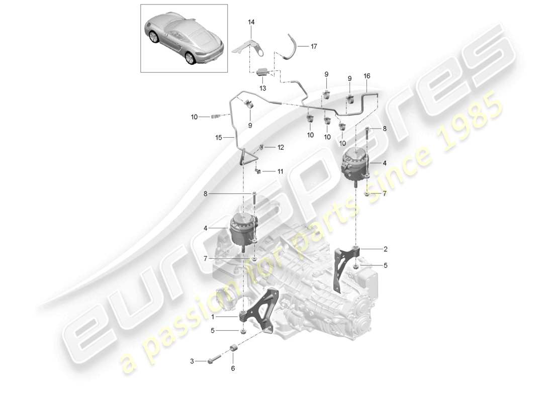 porsche 2026 (718 cayman) gearbox mounting part diagram