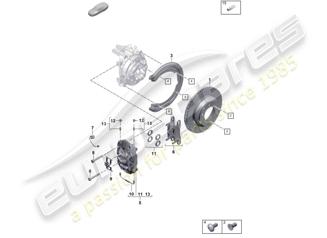 porsche 2023 (cayenne e3 pa) disc brake s rear axle black red part diagram