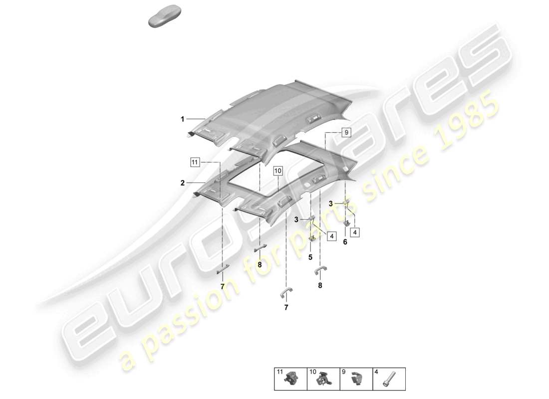 porsche 2025 (macan-e) roof trim grab handle accessories parts diagram