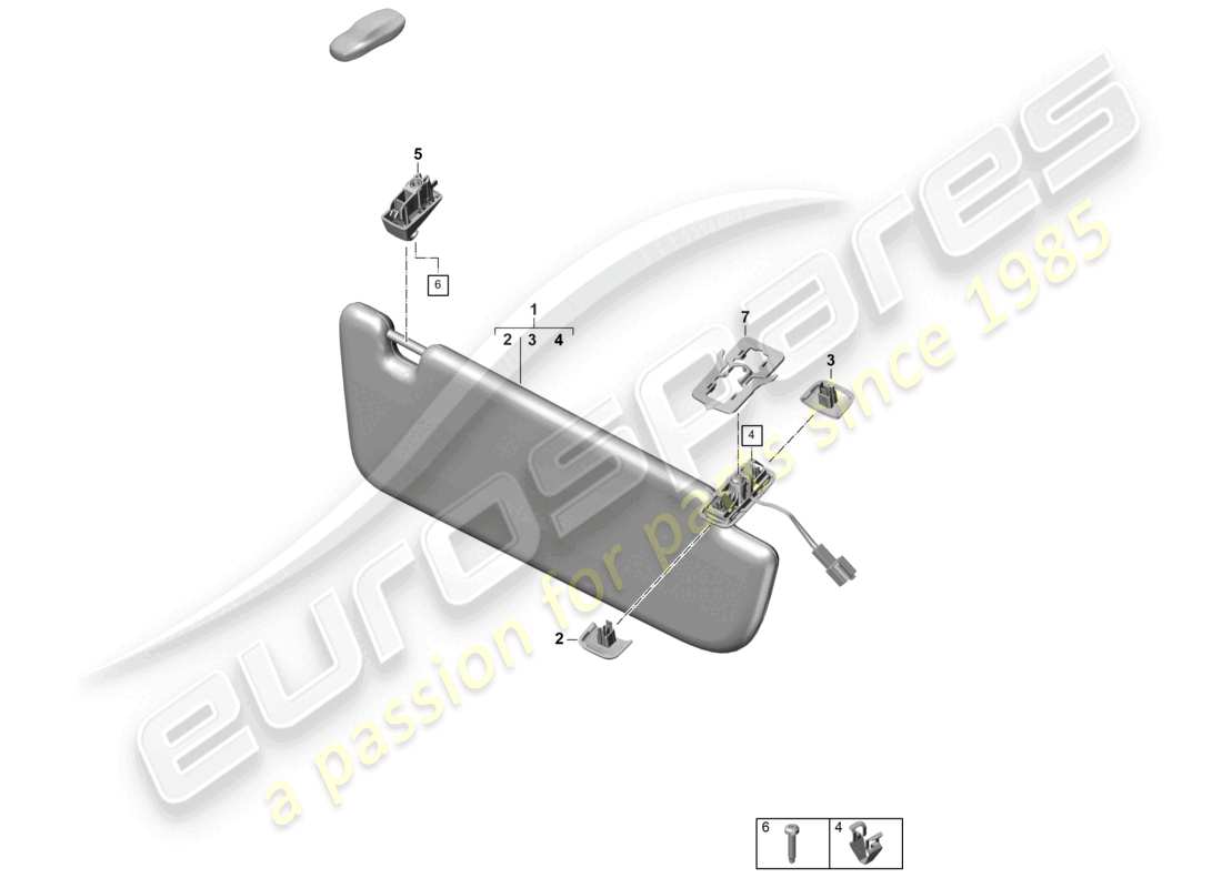 porsche 2026 (panamera 976) sun vizors part diagram