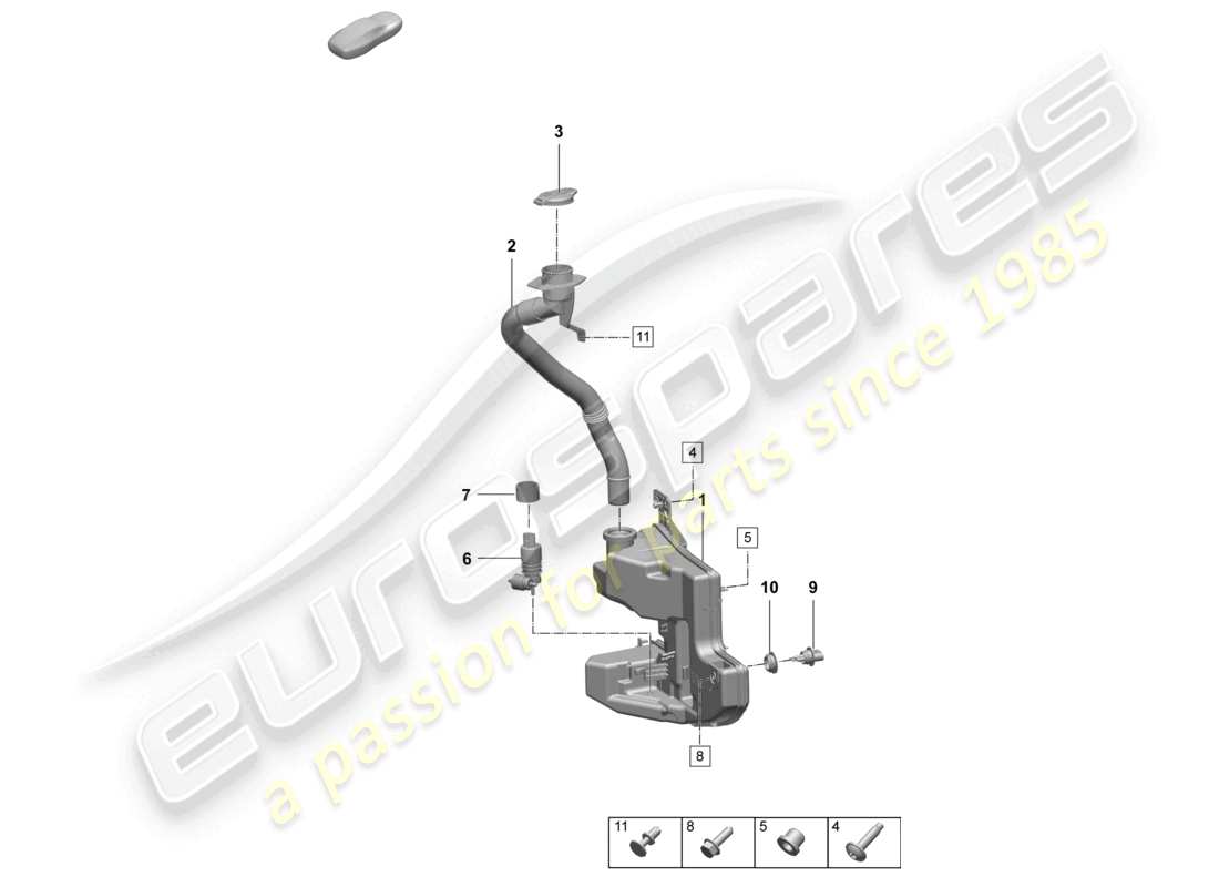 porsche 2025 (macan-e) wash water reservoir and individual parts part diagram