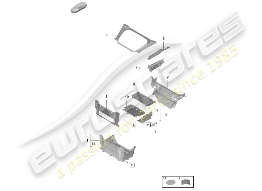 porsche 2023 (992-1 gt3/rs/st) front end boot floor plate individual parts gt3rs part diagram