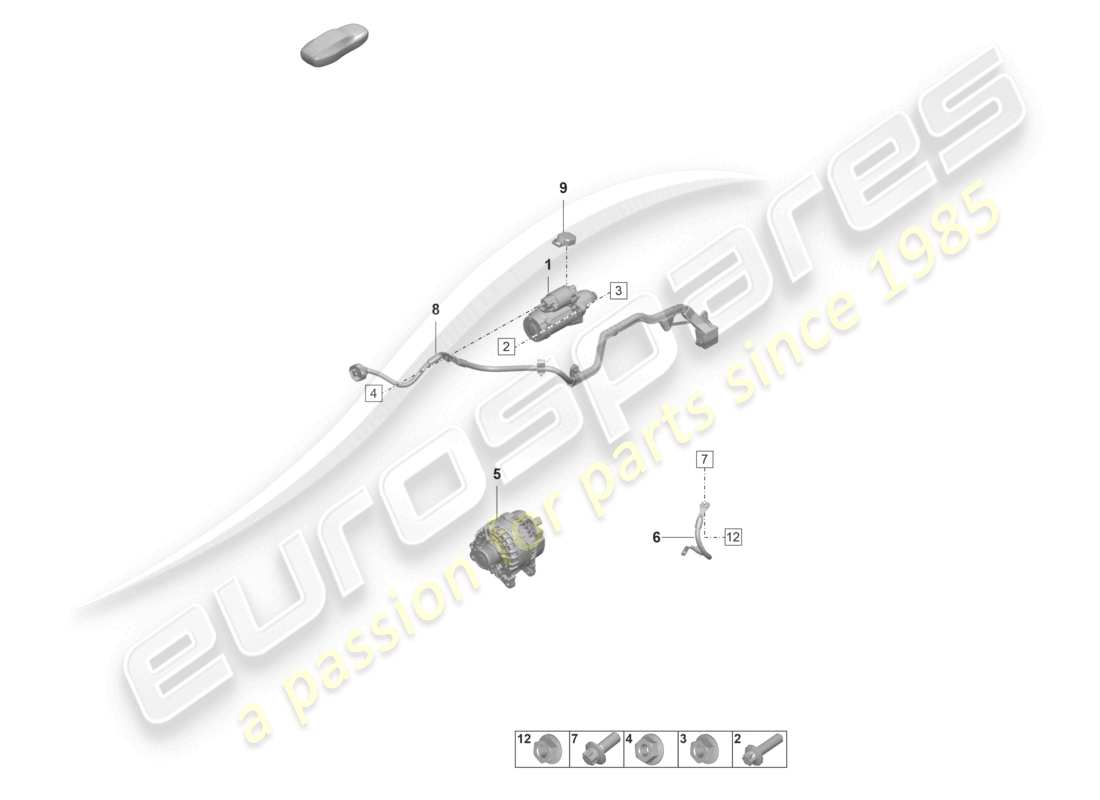 porsche 2021 (992-1 gt3/rs/st) starter alternator part diagram