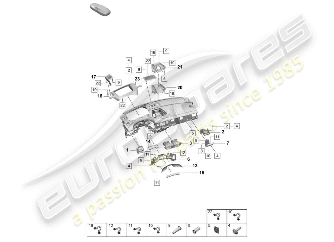 porsche 2025 (macan-e) accessories instrument panel trim upper part parts diagram