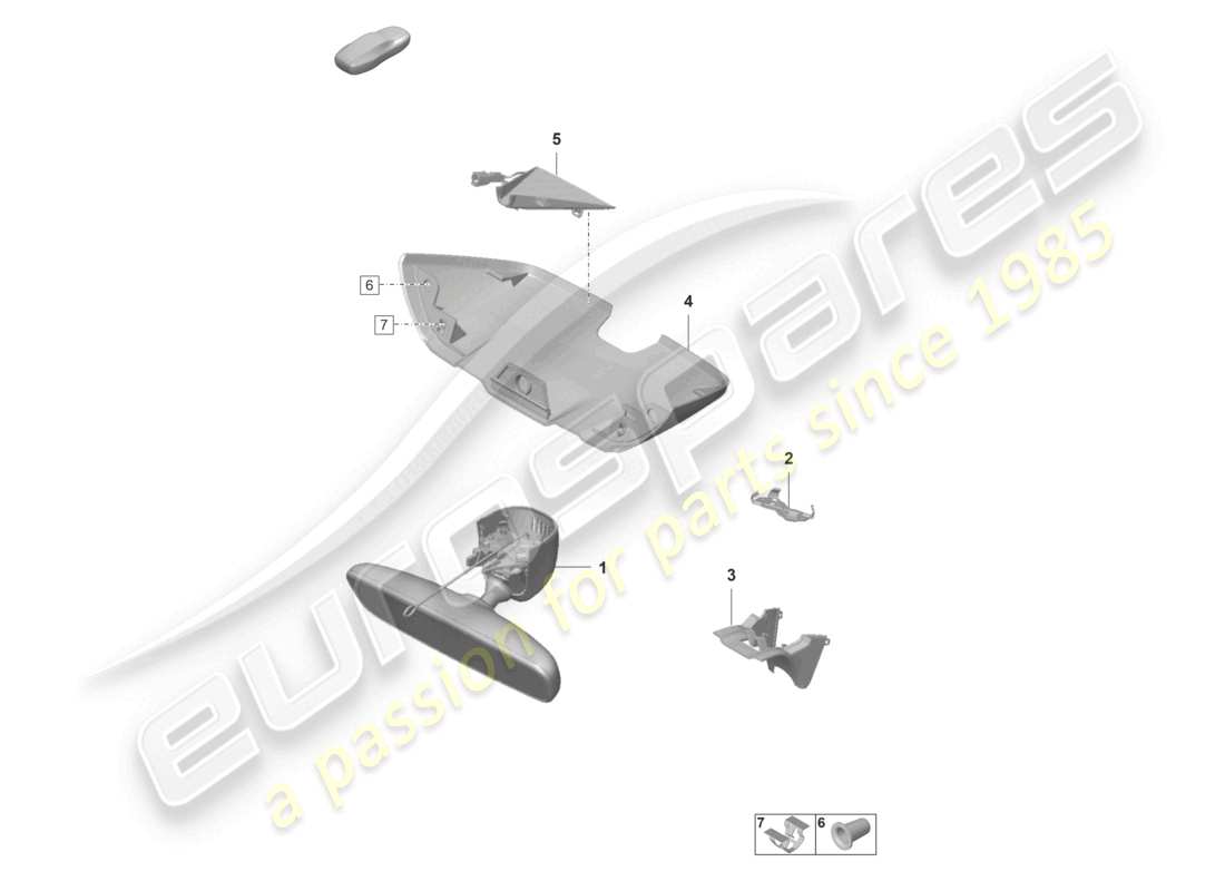 porsche 2020 (taycan 9j1-1) interior mirror cover part diagram