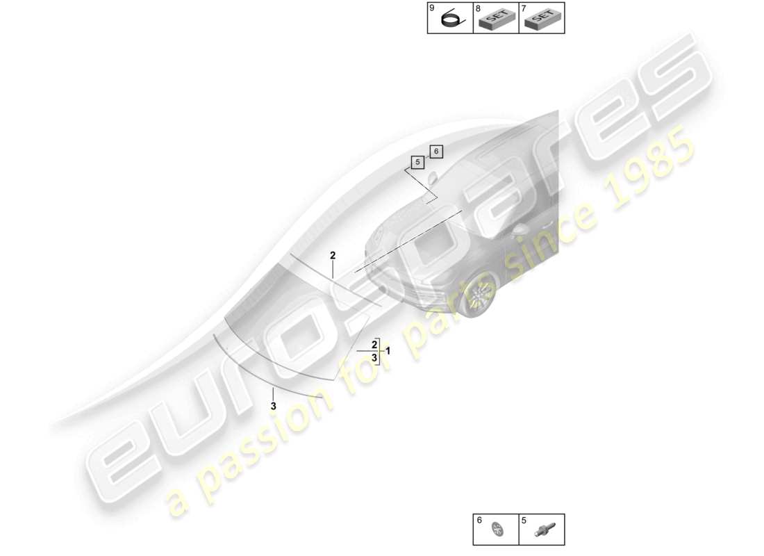 porsche 2022 (cayenne e3 9ya/9yb) windscreen parts diagram