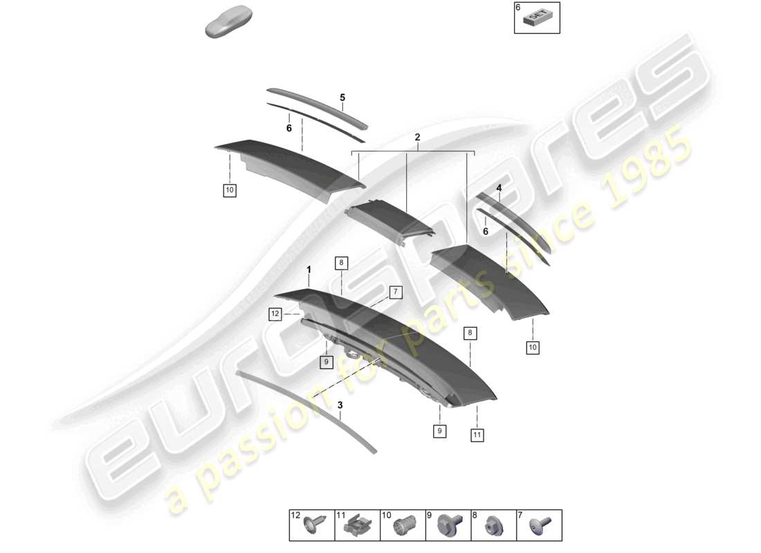 porsche 2026 (panamera 976) rear spoiler rear pdm 976.827 part diagram