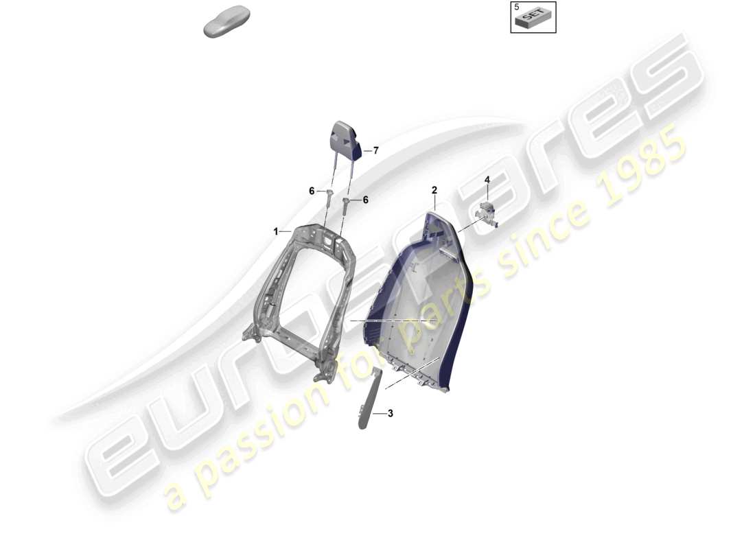 porsche 2026 (cayenne e3 pa) backrest frame backrest cover sports seat part diagram